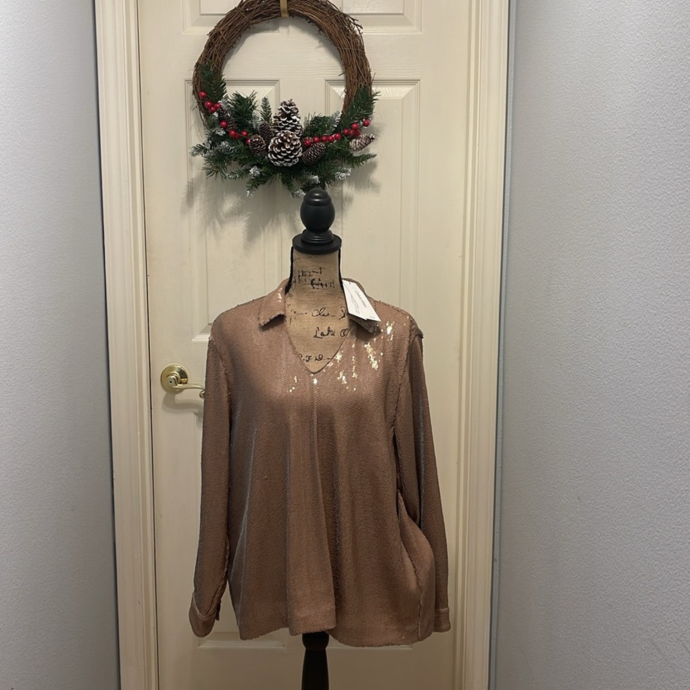 Sequined Collared Blouse - Picture 11 of 12